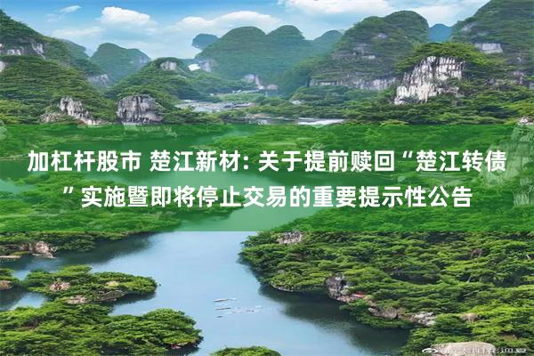 加杠杆股市 楚江新材: 关于提前赎回“楚江转债”实施暨即将停止交易的重要提示性公告